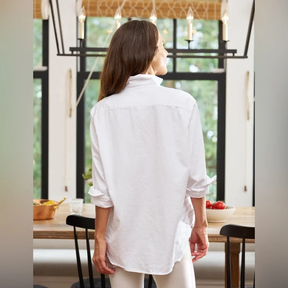 Frank & Eileen Eileen Famous Denim Relaxed Button Up Shirt in White Size X-Large - Picture 3 of 7